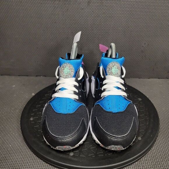 Nike Huarache Run Shoes Youth Sz 6 Black Blue Trainers Sneakers - Picture 2 of 9